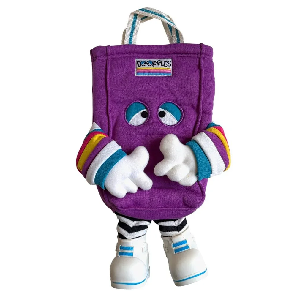 Dooffles Plush Stuffed Vintage 1980's Kid's Tote Bag (Purple)